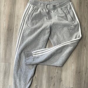 Adidas Kids Gray Joggers with White Stripes